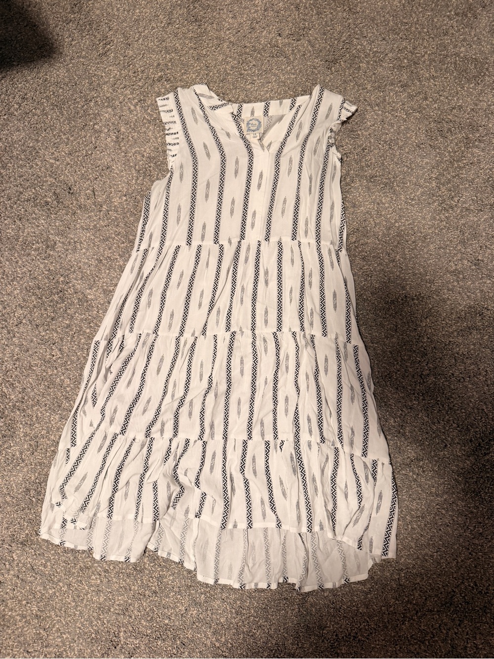 Francesca's Collections White and Navy Stripe Tiered Girl's Dress